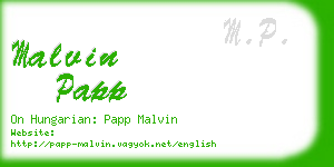 malvin papp business card